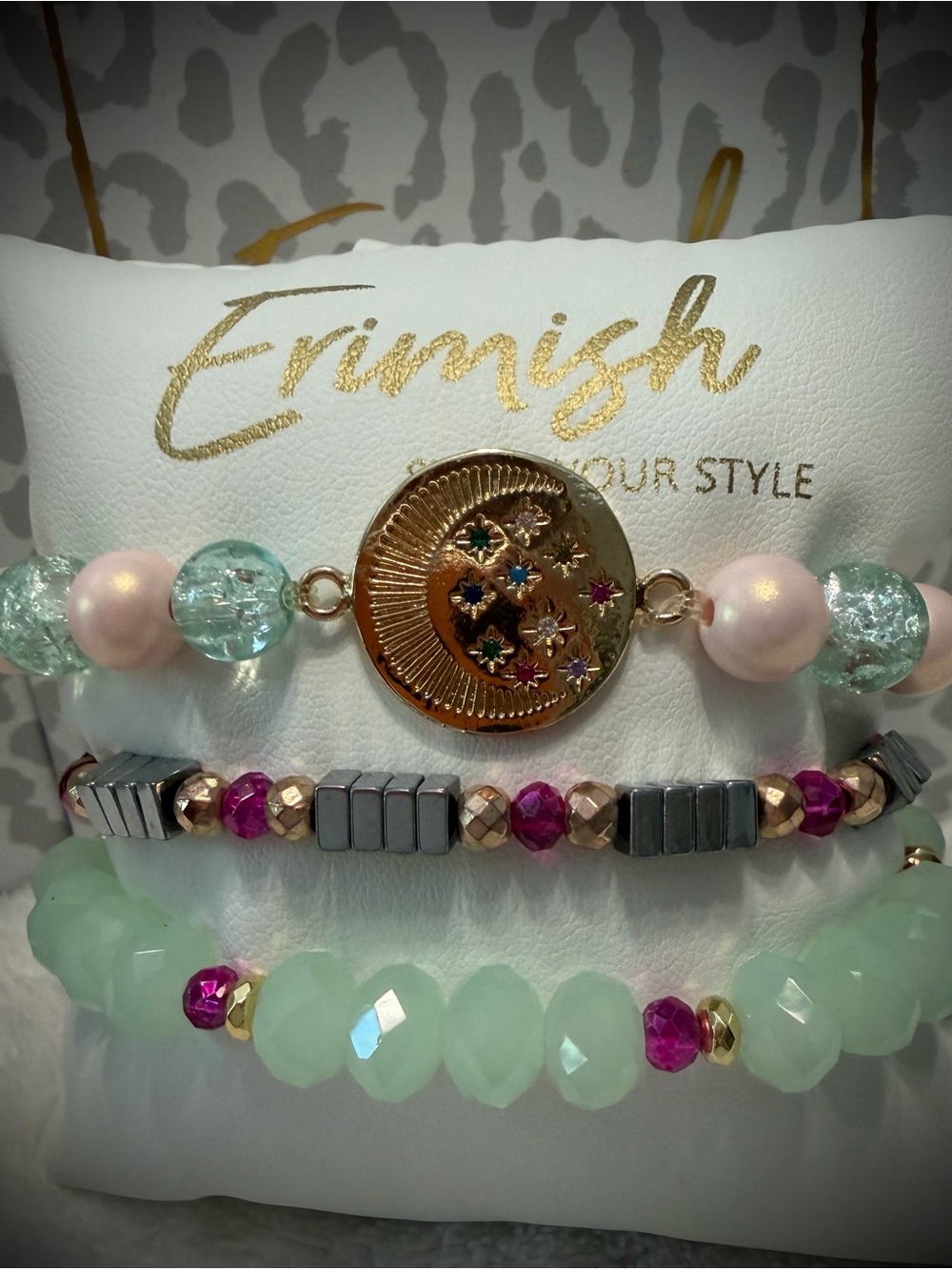 New ERIMISH Bracelets 3 Pc- Mint & Pink - Custom Regular, Kids or Extended Size
